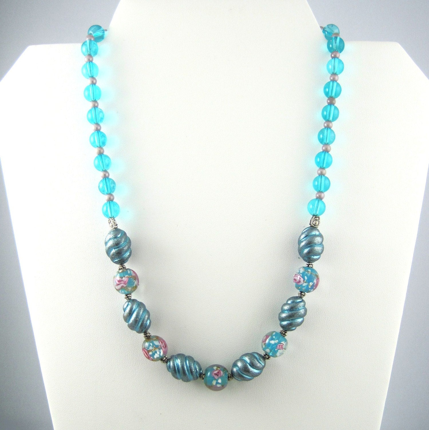 Metallic Turquoise - Necklace (Glass and Acrylic Beads)
