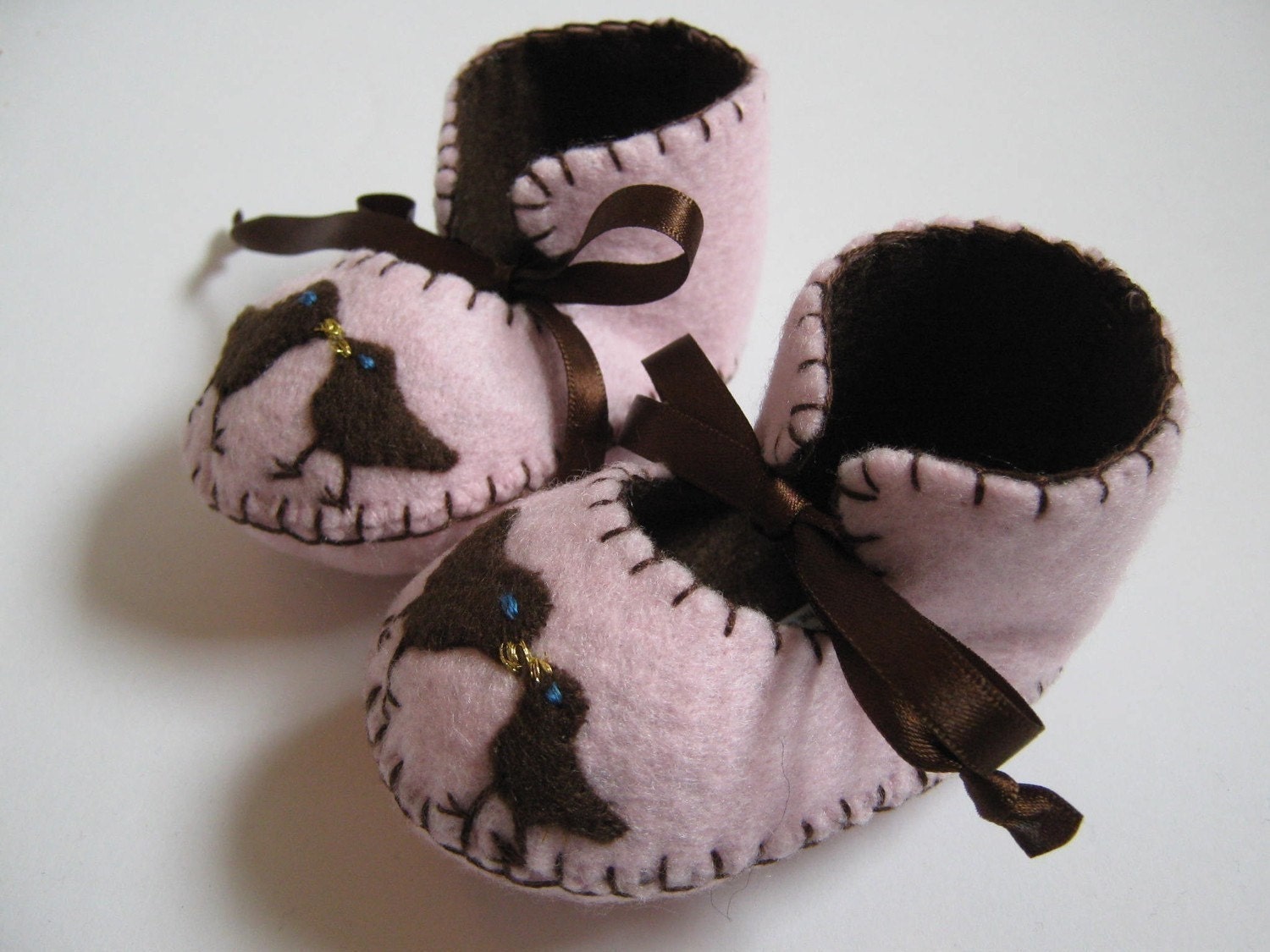 Light Pink and Chocolate Chick Baby Girl Booties Easter Baby Soft Shoes for Girls Baby Gift