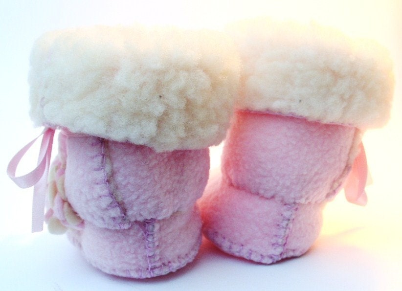 Oh So Sweet- Light Pink Ugg Baby Boots made of Fleece with Faux Sheepskin