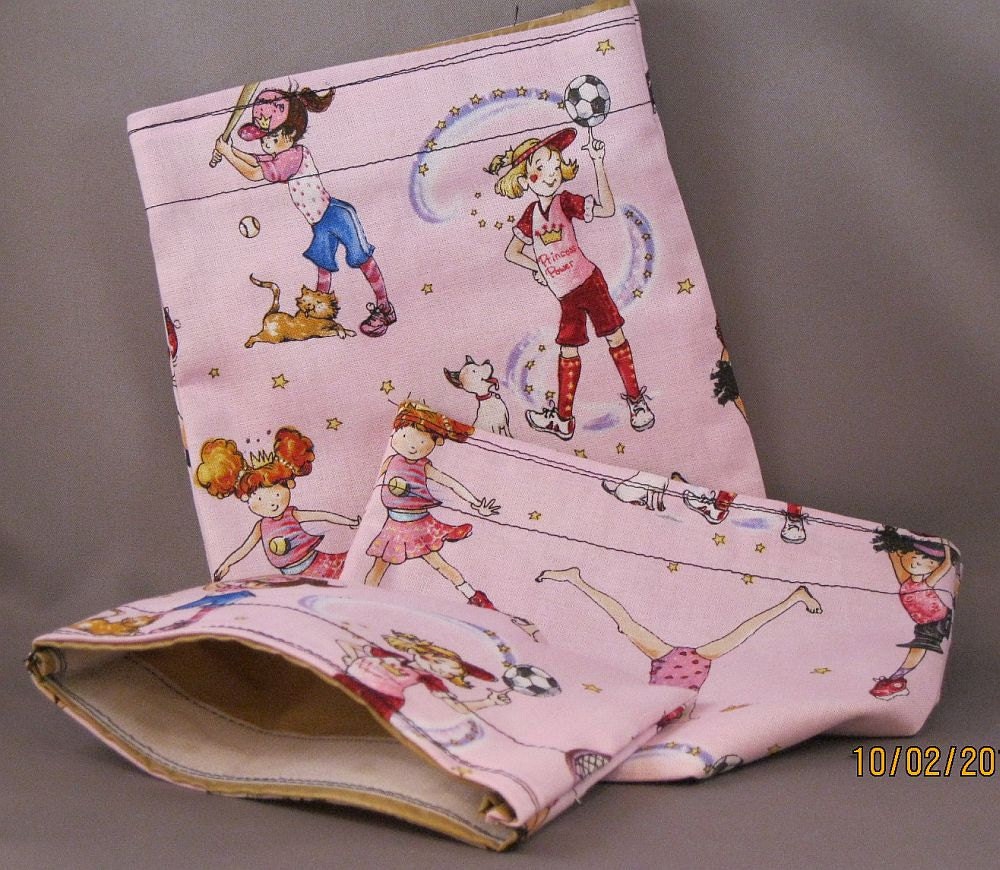 ECO FRIENDLY REUSABLE Sandwich and Snack Bags Girls Sports