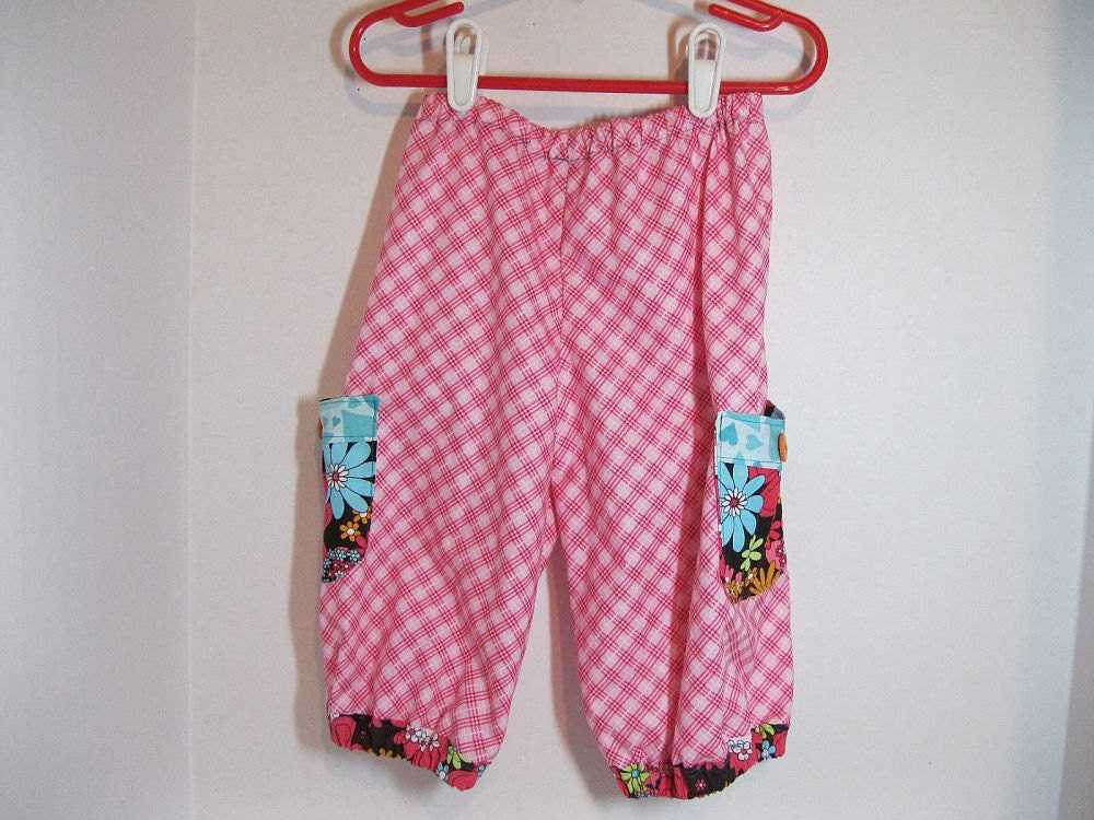 Toddler Ruffled Top and Pocket Pants Michael Miller Peace Flowers Cocoa