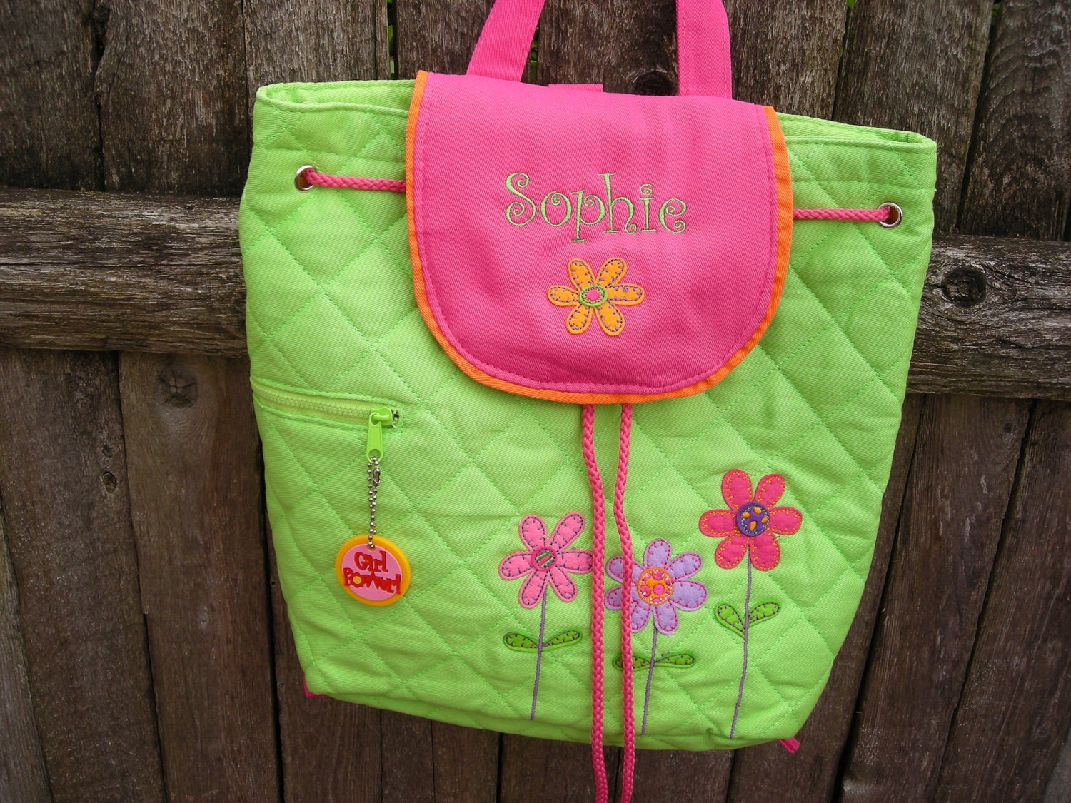 Personalized Stephen Joseph Quilted Back Pack Flower by Never Felt Better