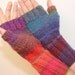 Fingerless Mittens with Thumb, Hand-knit, Women's , I Love the 80s, size Small