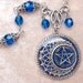 Blue Pentacle Necklace- Glitter, Resin, Antiqued Silver, Fantasy