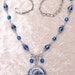 Blue Pentacle Necklace- Glitter, Resin, Antiqued Silver, Fantasy
