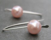 Medium Hooks BABY PINK freshwater pearl sterling silver earrings