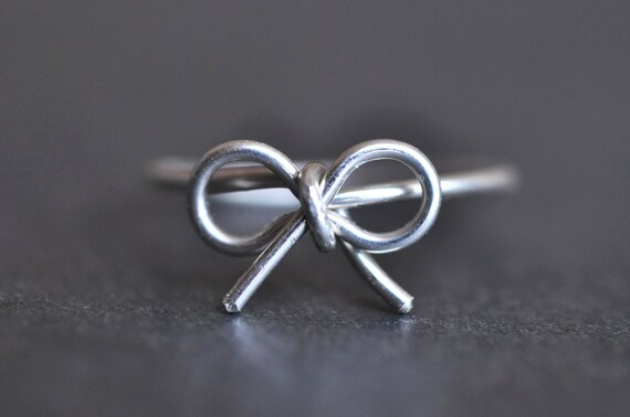 TINY BOW sterling silver wire wrap ring