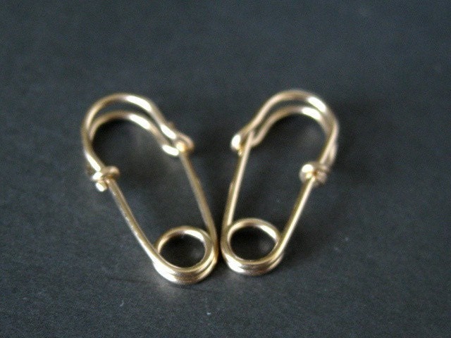 mini SAFETY PIN earrings in solid 18K gold -- the cutest and smallest safety pin hoops ever