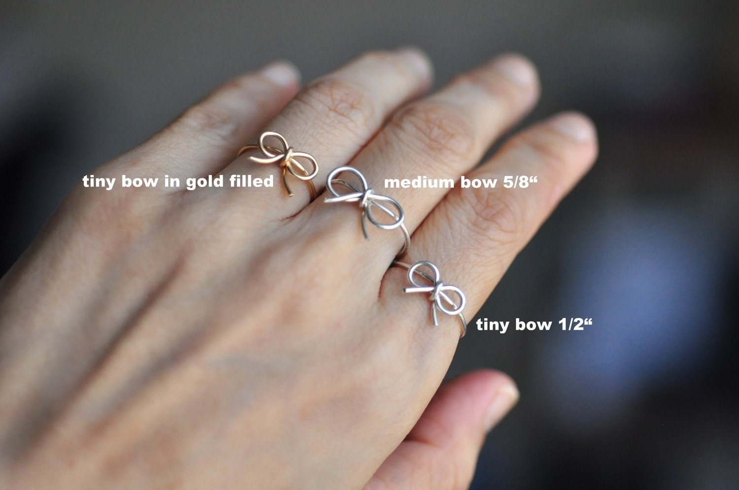 TINY BOW sterling silver wire wrap ring