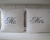 Mr and Mrs Feedsack Style Pillow Covers....Pair