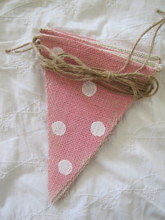 Cotton Candy Painted Burlap Banner with Glitter poka dots