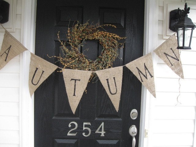 AUTUMN Burlap Pennant Banner