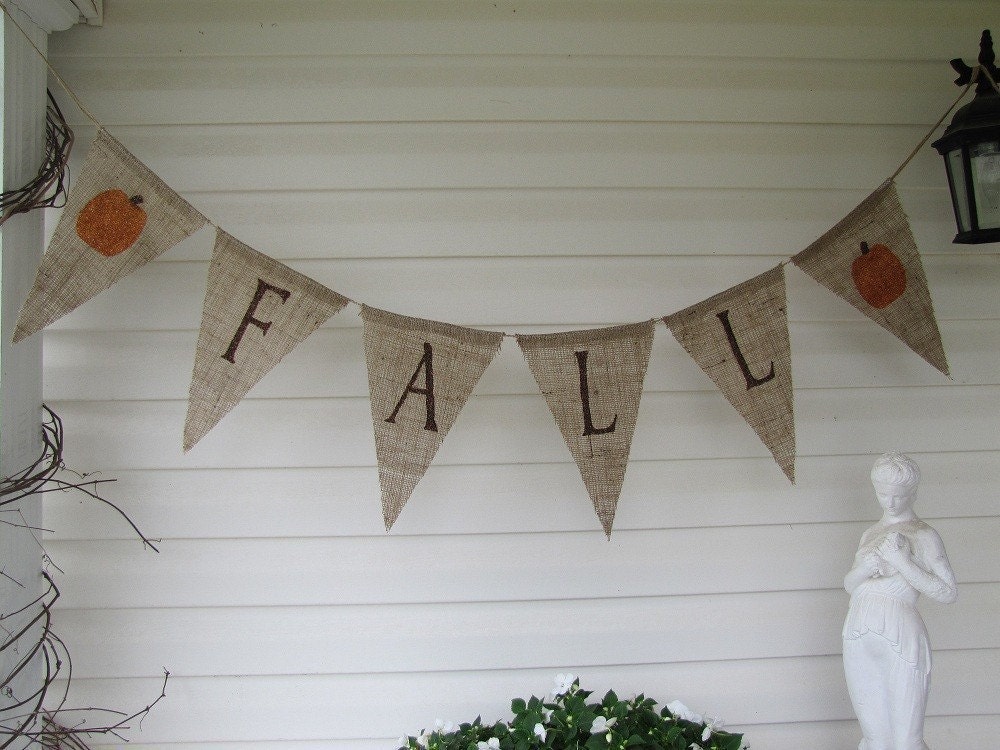 FALL with PUMPKINS...Glittered Burlap Banner