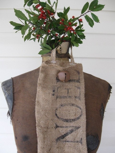 French Style Burlap Stocking.....Joyeux Noel