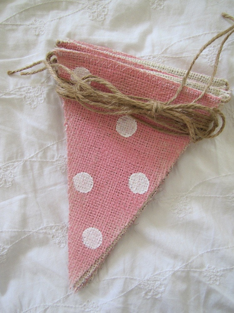Cotton Candy Painted Burlap Banner with Glitter poka dots