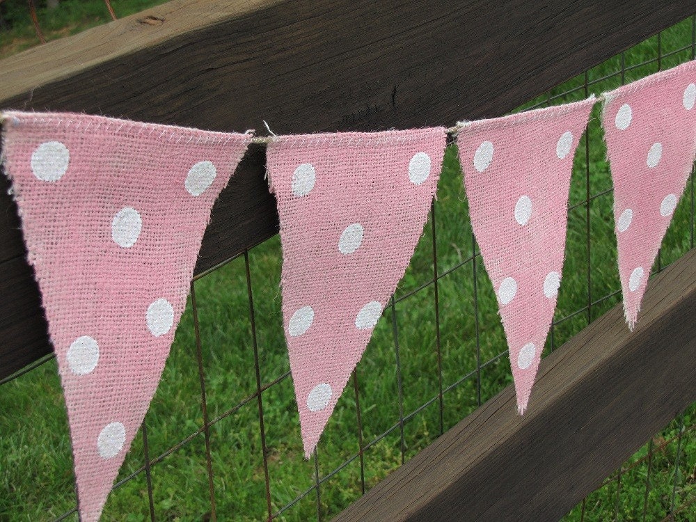 Cotton Candy Painted Burlap Banner with Glitter poka dots