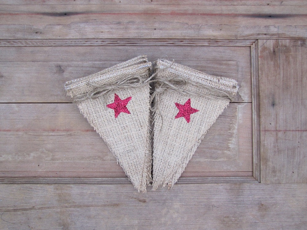 Happy Birthday...RED glitter on Natural Burlap