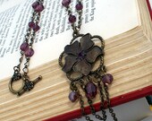 Hibiscus Antique Brass Necklace