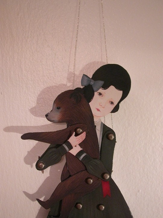 delicate heart - jointed paper doll set\/print with 11 pewter brads