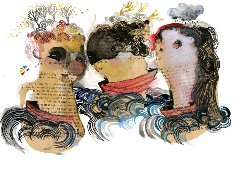 Boat Party Archival Art Print / original illustration reproduction print
