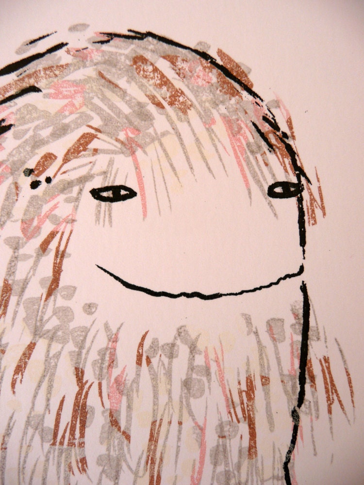 Hairy Smiling Gocco Monster Greeting Card