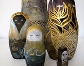Shallows & Deep Sea Five Piece Nesting Doll Set / Original Artwork / No postage