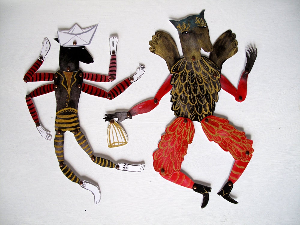 Horse Headed Papageno DIY Articulated Paper Doll with brads / Hinged Beasts Series