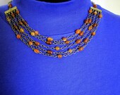 Polished Agate Five Strand Necklace with matching Earrings