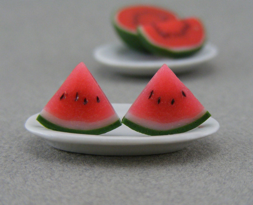 Watermelon Wedge - Post Earrings