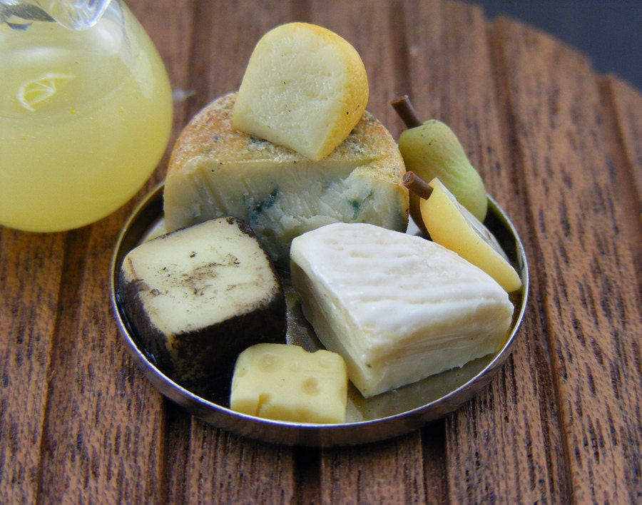 Cheese and Pear - 1/12 Scale Dollhouse Miniature Food