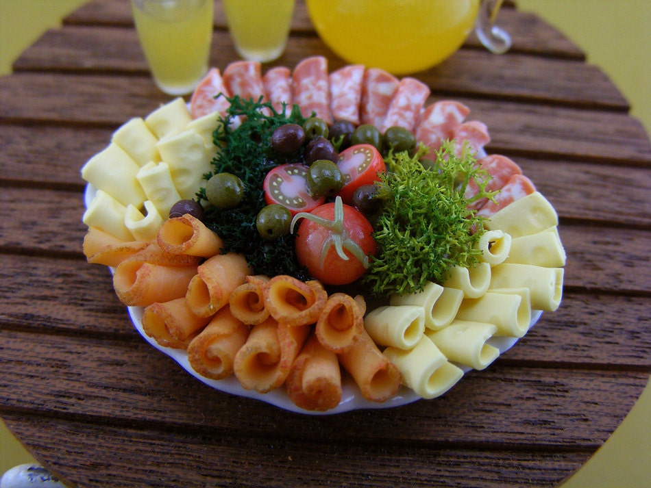 Deli Meat and Cheese Platter - 1:12 Dollhouse Backyard Feast Collection