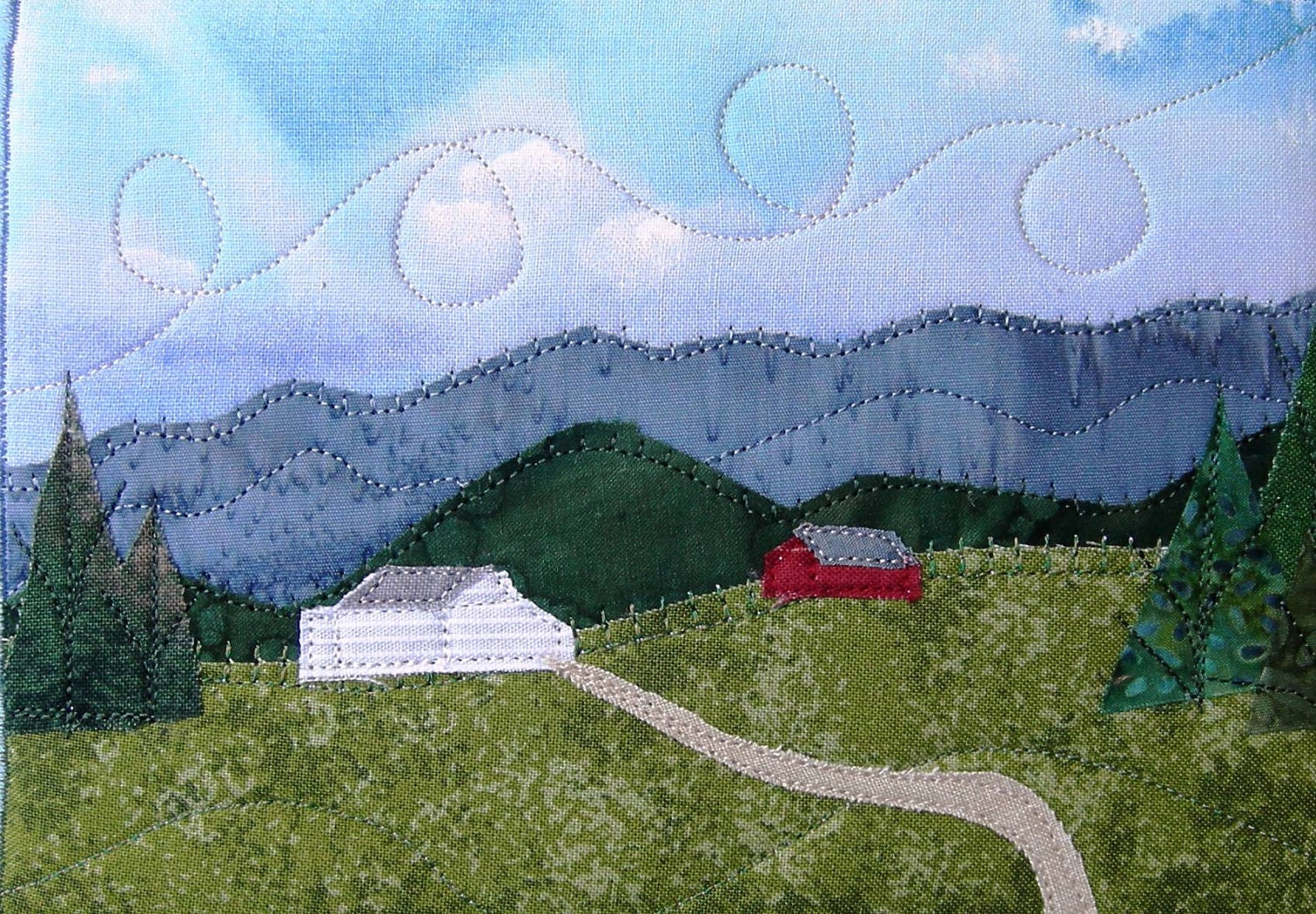 Fabric Postcard Art Quilt-Mountain Landscape Mini Quilt