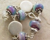 Handmade Bracelet, Stormy Skies, Beautiful Boro Glass and Hill Tribe Silver