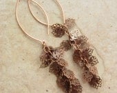 Copper Earrings, Leafy Dangles
