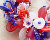 Handmade Jewelry-Red, White and Blue Treasure Bracelet