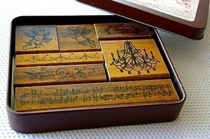 Wooden stamps in a can - Angel