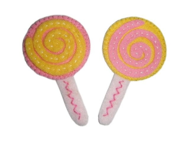 2 Felt Lollipop Iron On Applique Patches