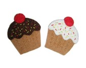2 Felt Cupcake Applique Patches