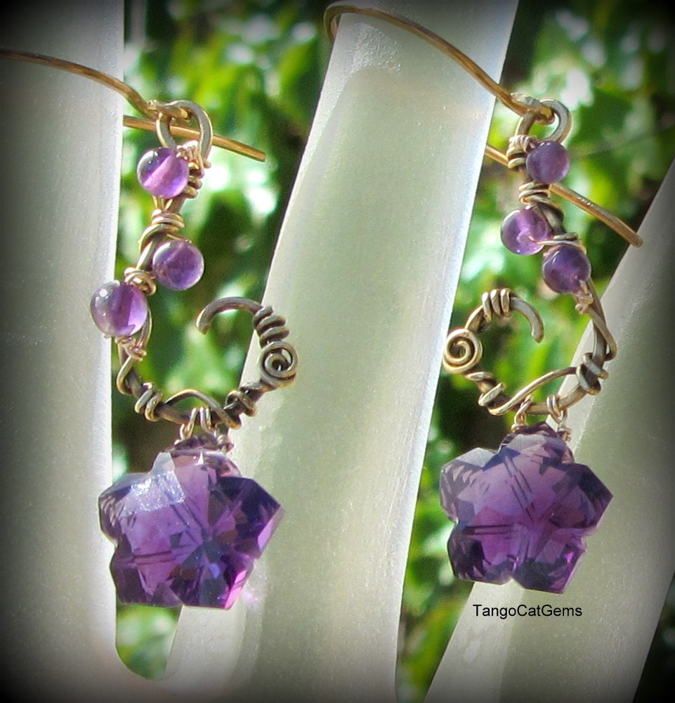 Amethyst Flower Vine Earrings