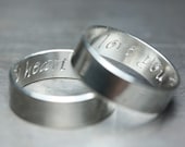 Secret Promise Rings - custom engraved with Calligraphy letter font - personalized sterling silver wedding ring set