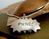 PWND - Comic Book Charm Necklace on 18 inch sterling silver ball chain