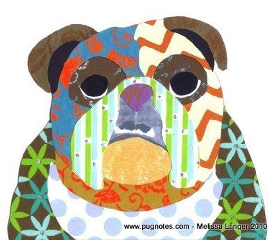 10 Collage Note Cards - English Bulldog