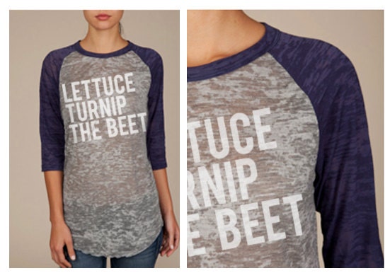 lettuce turnip the beet - burnout baseball jersey in navy and grey - unisex sizes