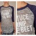 lettuce turnip the beet - burnout baseball jersey in navy and grey - unisex sizes