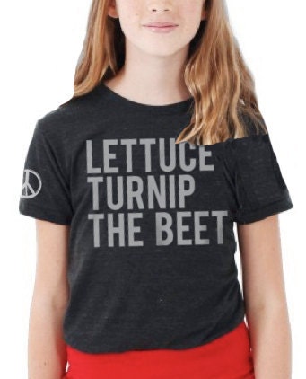 lettuce turnip the beet - dark grey heather tshirt - youth sizes 6, 8, 10, or 12