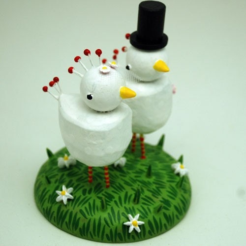Chicken Wedding Cake Topper by bunnywithatoolbelt on Etsy