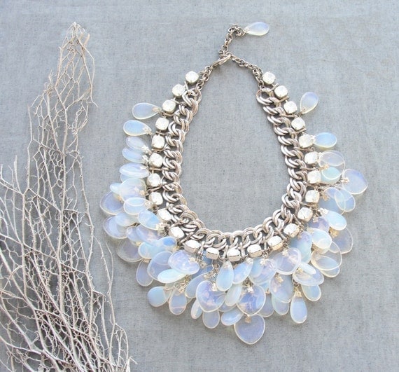 Splendid Bride - Moonstone and Crystal Necklace, Bracelet and Earrings Bridal Set