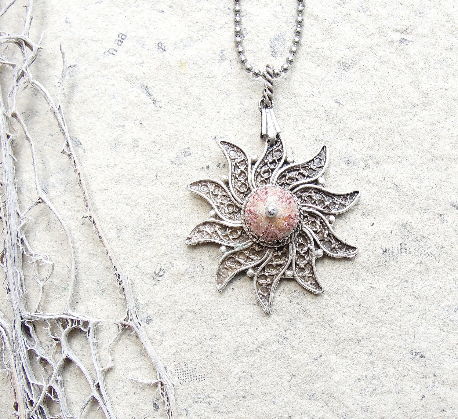 Sea Urchin Collection - Special Pink Filigree Necklace (Ooak)