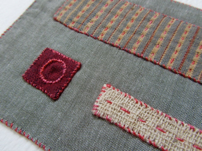 Original Textile ArtWork - Hand Stitched Appliqued Patchwork - Ready to Frame