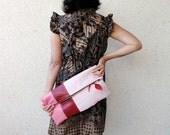 The XL Clutch in Italian Leather and Linen or Canvas  - 15 Inch Wide Indie Patchwork Series  - NEW - Made to Order